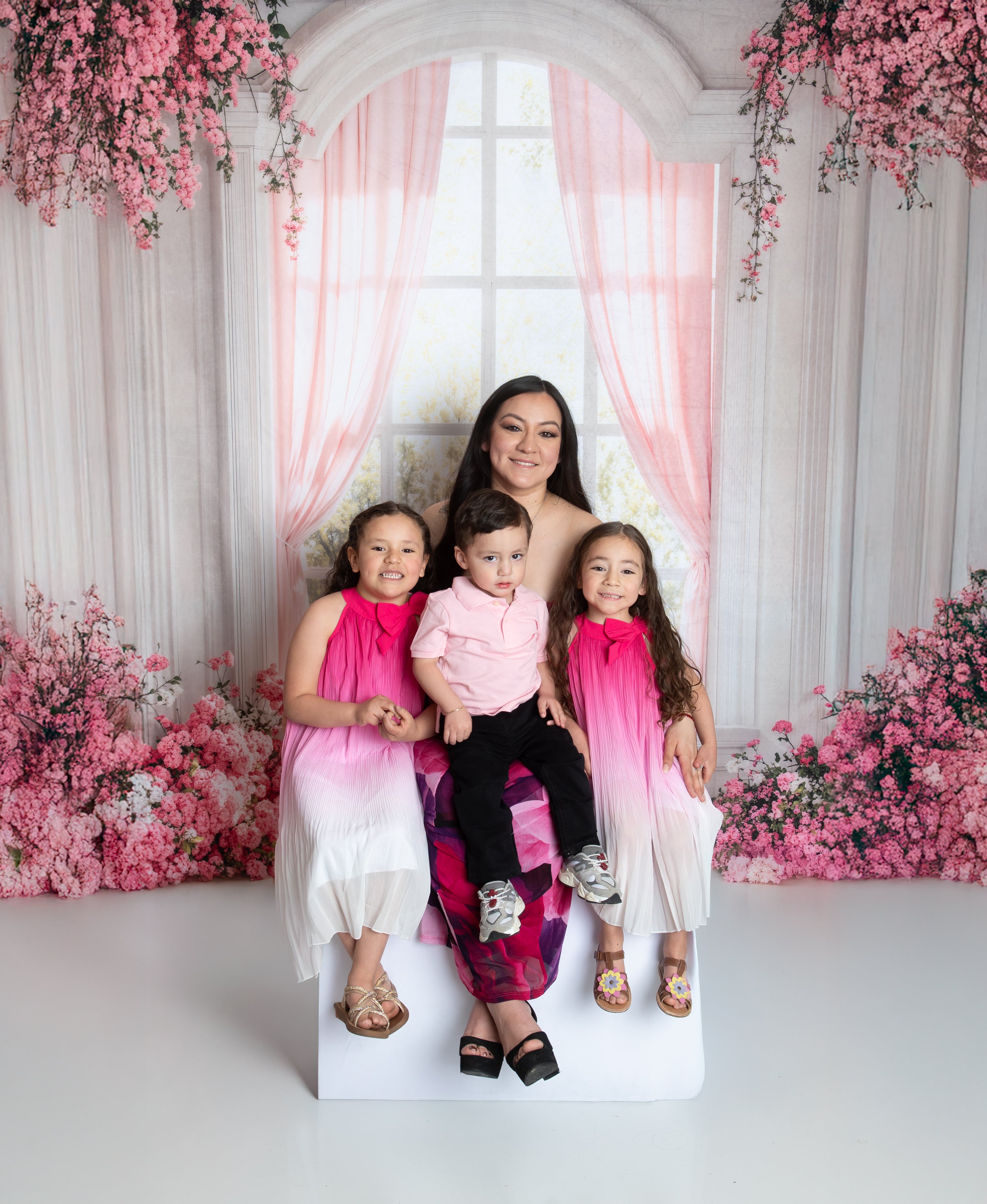 Kate Spring Pink Flower Window Backdrop Designed by Emetselch