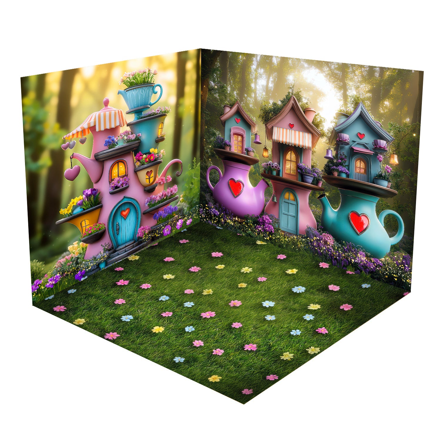 Kate Magic Forest Teapot Fairy Room Set Designed by Mini MakeBelieve (8ftx8ft&10ftx8ft&8ftx10ft) - Kate Backdrop AU