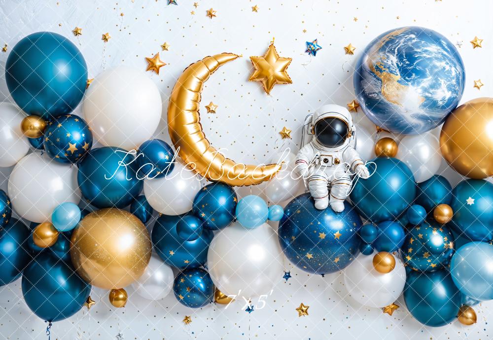 Kate Cake Smash Space Astronaut Balloon Backdrop Designed by Emetselch - Kate Backdrop AU