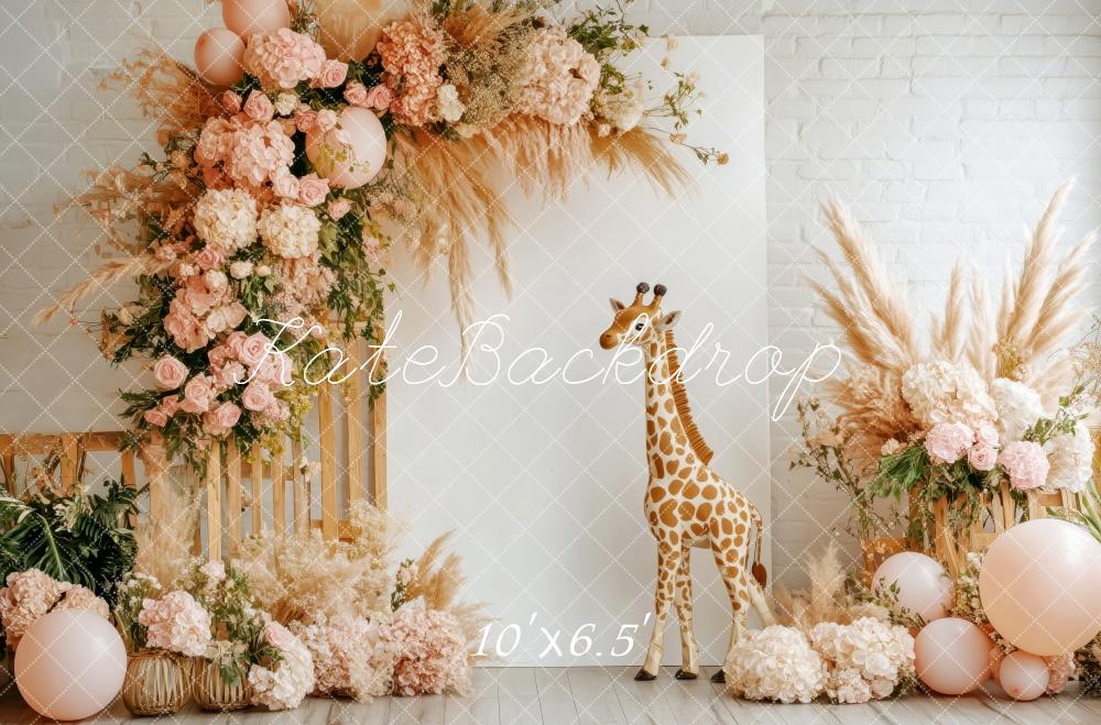 Kate Boho Floral Giraffe Backdrop Designed by Patty Roberts