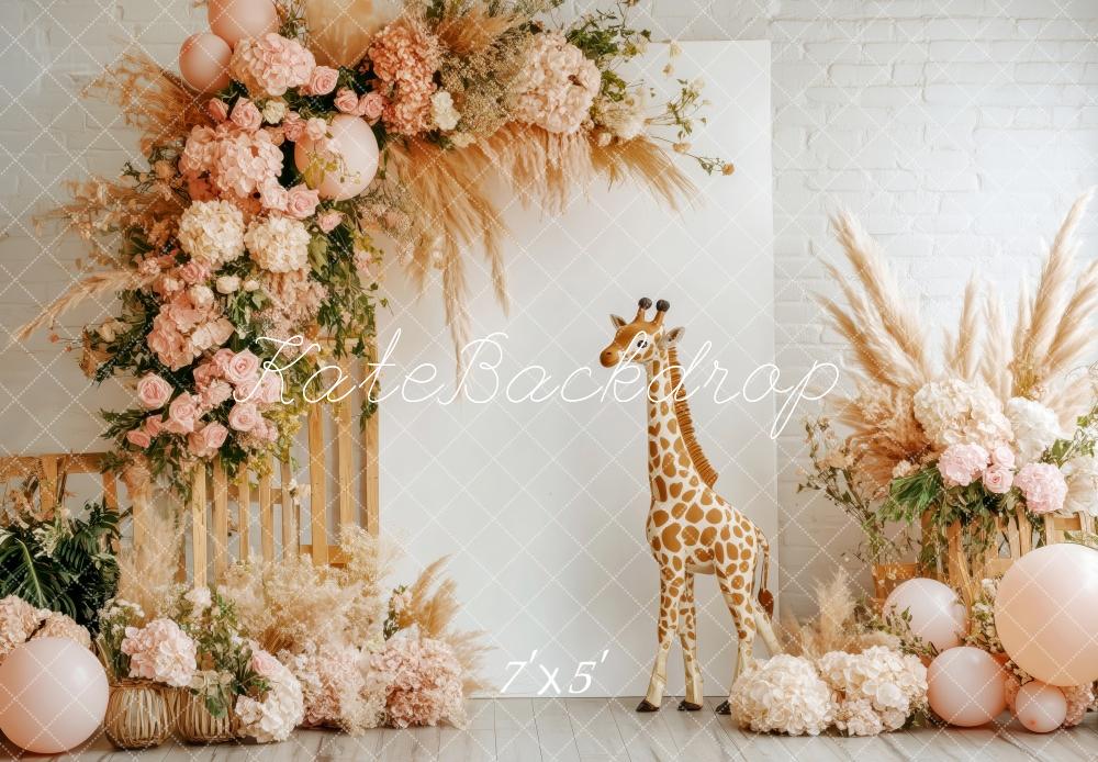 Kate Boho Floral Giraffe Backdrop Designed by Patty Roberts