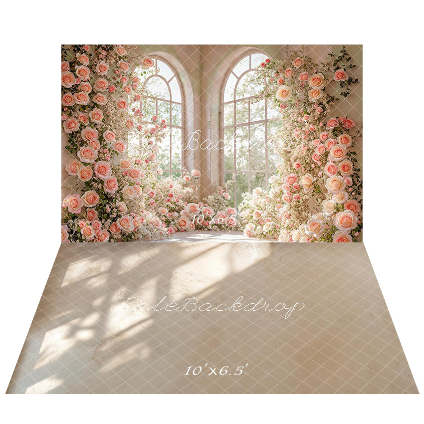Kate Flowers Blooming Window Backdrop+Sunlight Texture Floor Backdrop