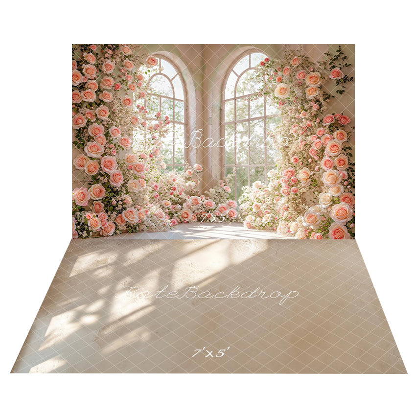 Kate Flowers Blooming Window Backdrop+Sunlight Texture Floor Backdrop