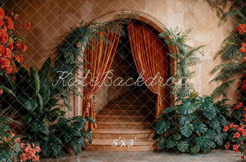 Kate Arch Cascading Stairs Plants Backdrop Designed by Emetselch - Kate Backdrop AU