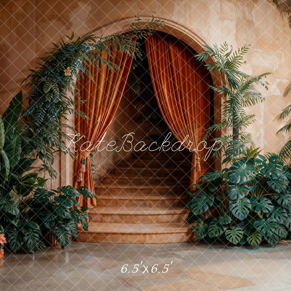 Kate Arch Cascading Stairs Plants Backdrop Designed by Emetselch - Kate Backdrop AU