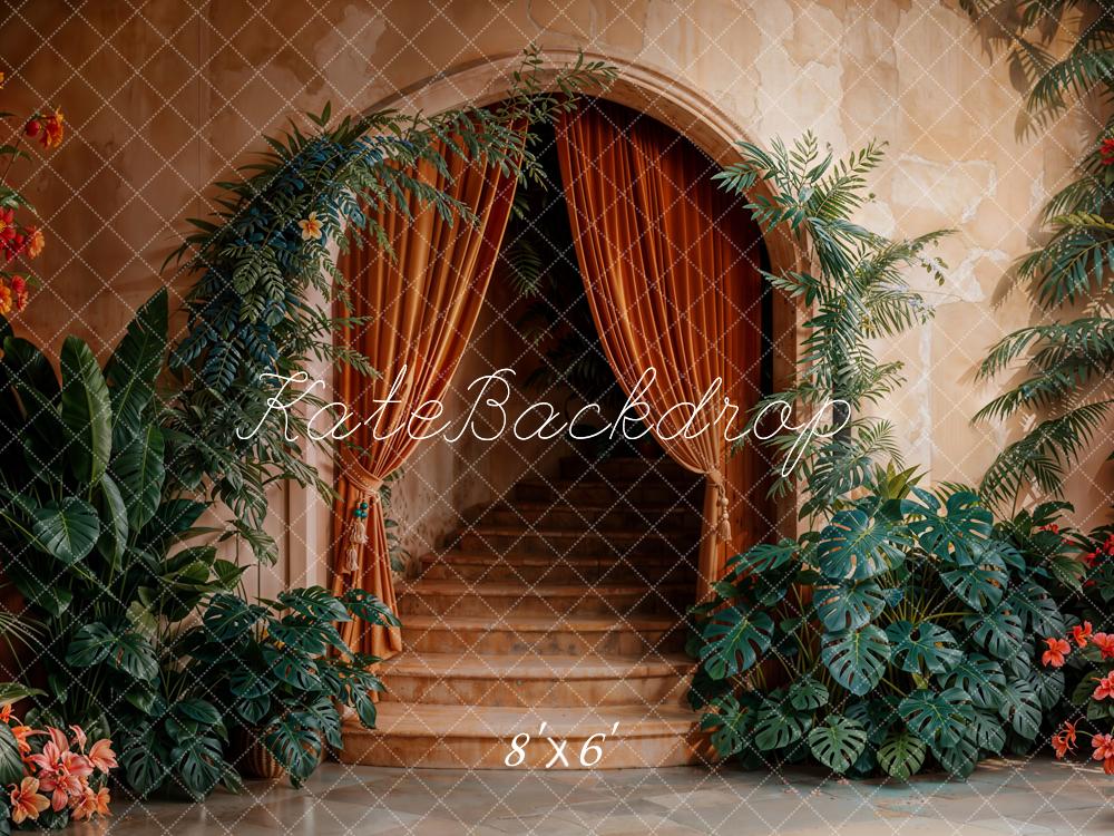 Kate Arch Cascading Stairs Plants Backdrop Designed by Emetselch - Kate Backdrop AU