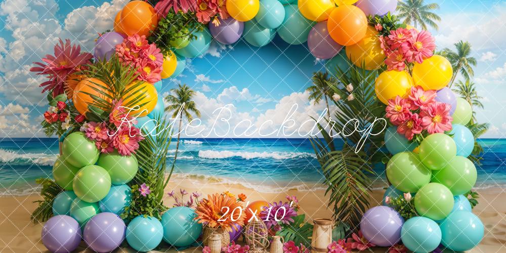 Kate Tropical Beach Balloon Arch Backdrop Designed by Emetselch - Kate Backdrop AU