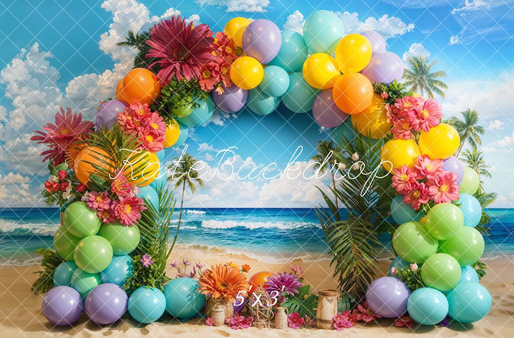 Kate Tropical Beach Balloon Arch Backdrop Designed by Emetselch - Kate Backdrop AU