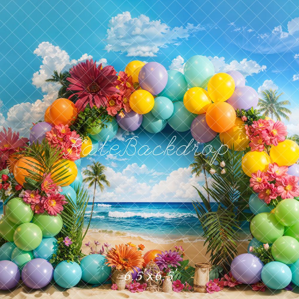 Kate Tropical Beach Balloon Arch Backdrop Designed by Emetselch - Kate Backdrop AU
