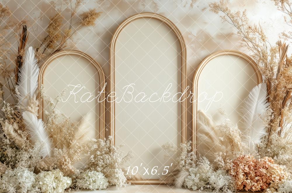 Kate Minimalist Beige Arch Backdrop Designed by Patty Roberts