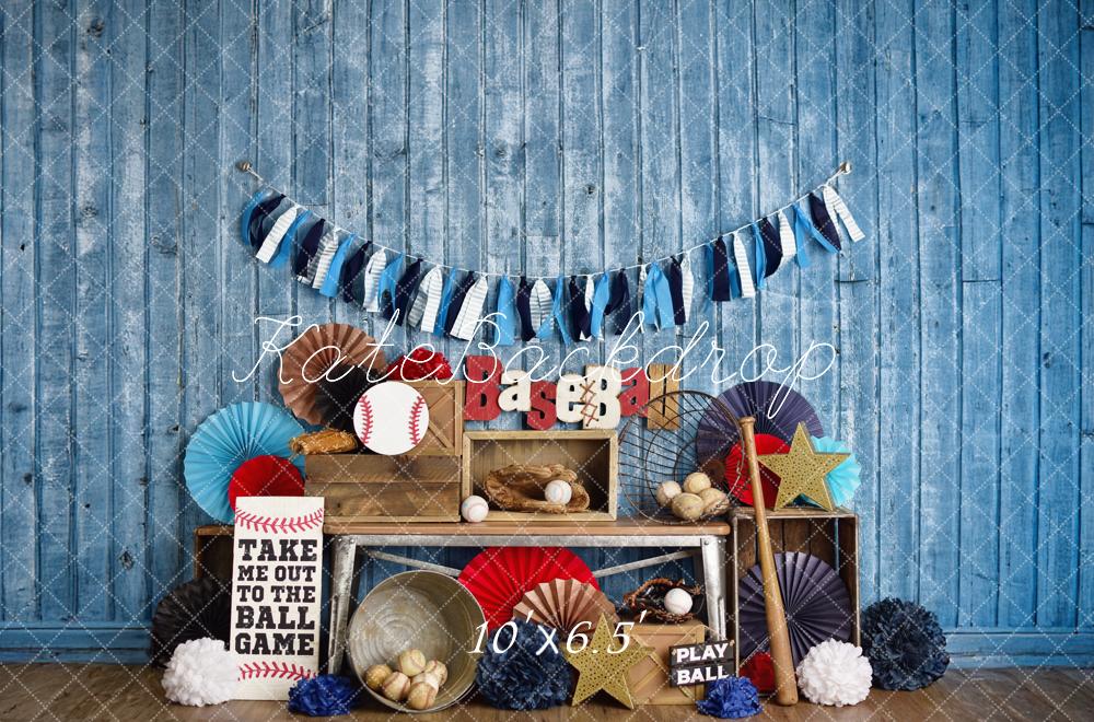Kate Red Blue Baseball Backdrop Designed by Mandy Ringe Photography - Kate Backdrop AU