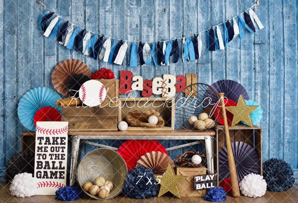 Kate Red Blue Baseball Backdrop Designed by Mandy Ringe Photography - Kate Backdrop AU