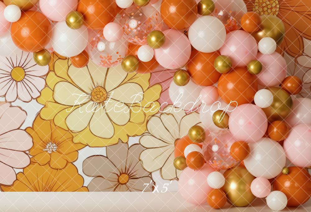 Kate Balloons Flowers Backdrop Birthday Designed by Mandy Ringe Photography