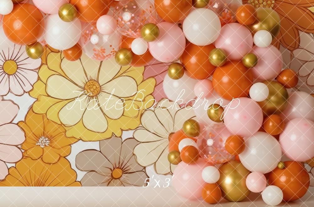 Kate Balloons Flowers Backdrop Birthday Designed by Mandy Ringe Photography