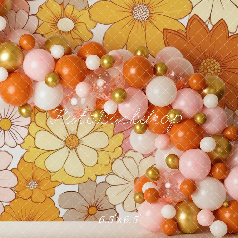 Kate Balloons Flowers Backdrop Birthday Designed by Mandy Ringe Photography