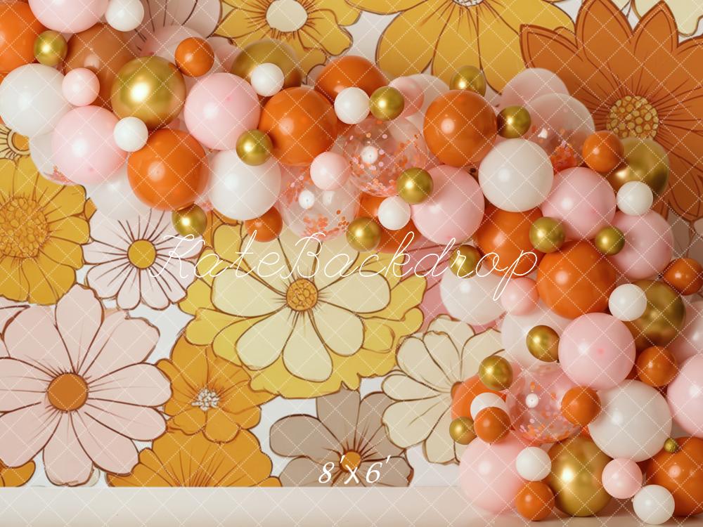 Kate Balloons Flowers Backdrop Birthday Designed by Mandy Ringe Photography