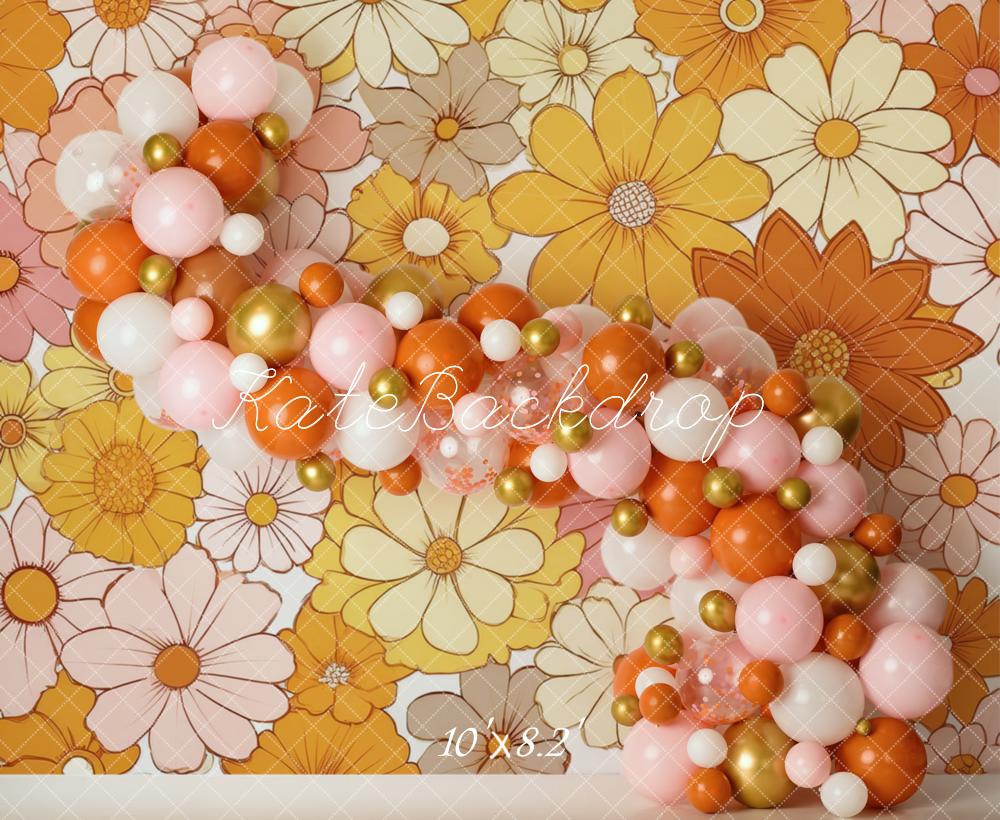 Kate Balloons Flowers Backdrop Birthday Designed by Mandy Ringe Photography
