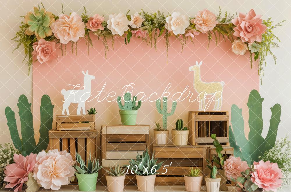 Kate Cactus Llama Backdrop Backdrop Designed by Patty Roberts - Kate Backdrop AU