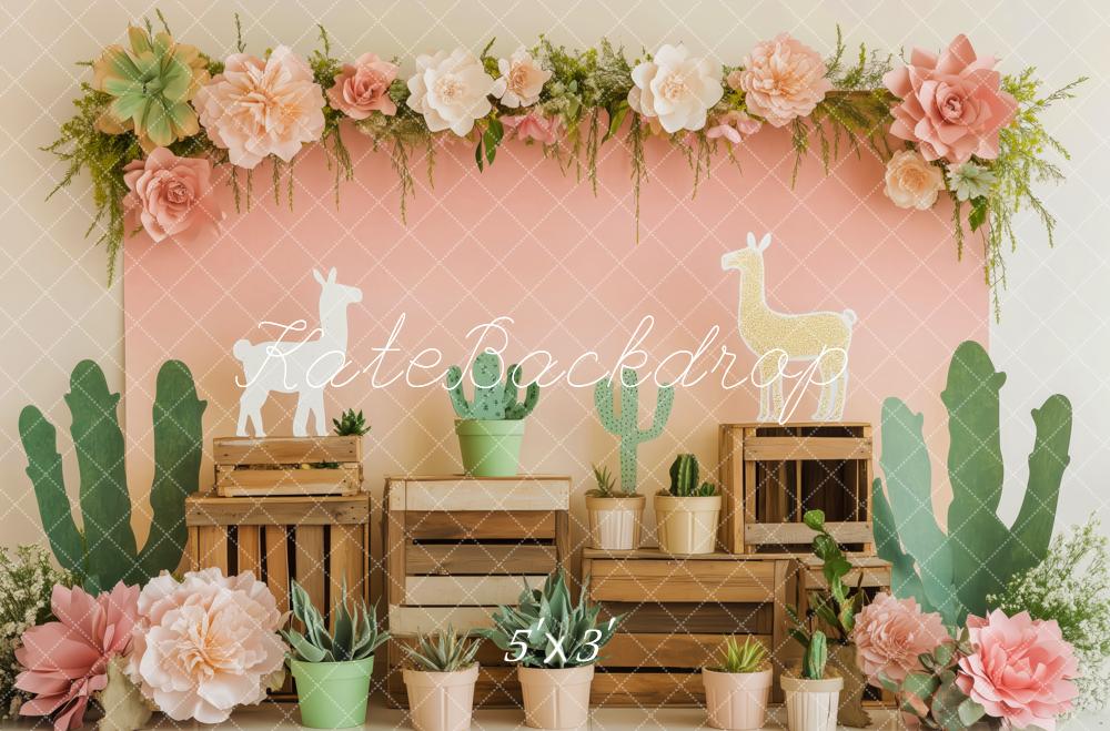 Kate Cactus Llama Backdrop Backdrop Designed by Patty Roberts - Kate Backdrop AU