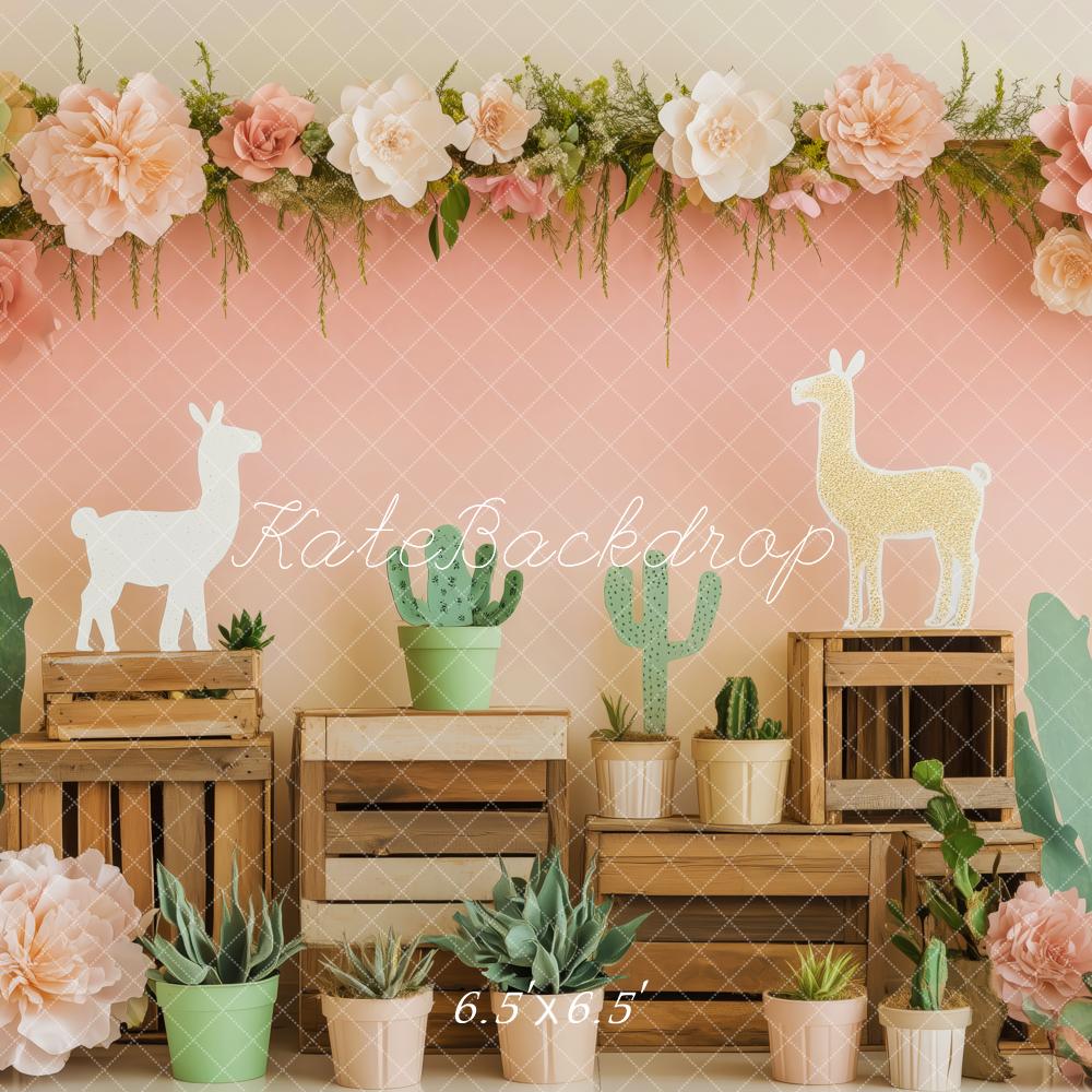 Kate Cactus Llama Backdrop Backdrop Designed by Patty Roberts - Kate Backdrop AU