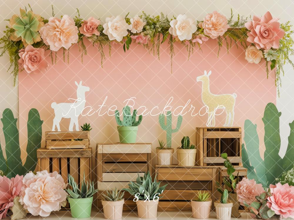 Kate Cactus Llama Backdrop Backdrop Designed by Patty Roberts - Kate Backdrop AU