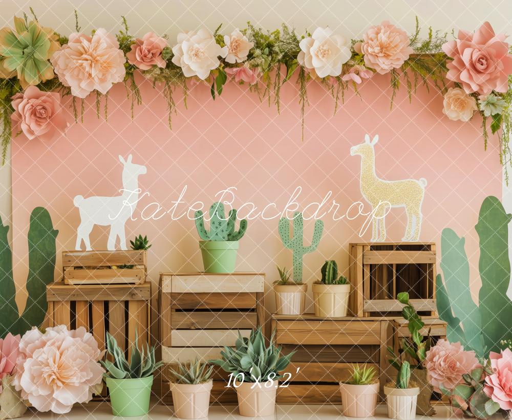 Kate Cactus Llama Backdrop Backdrop Designed by Patty Roberts - Kate Backdrop AU