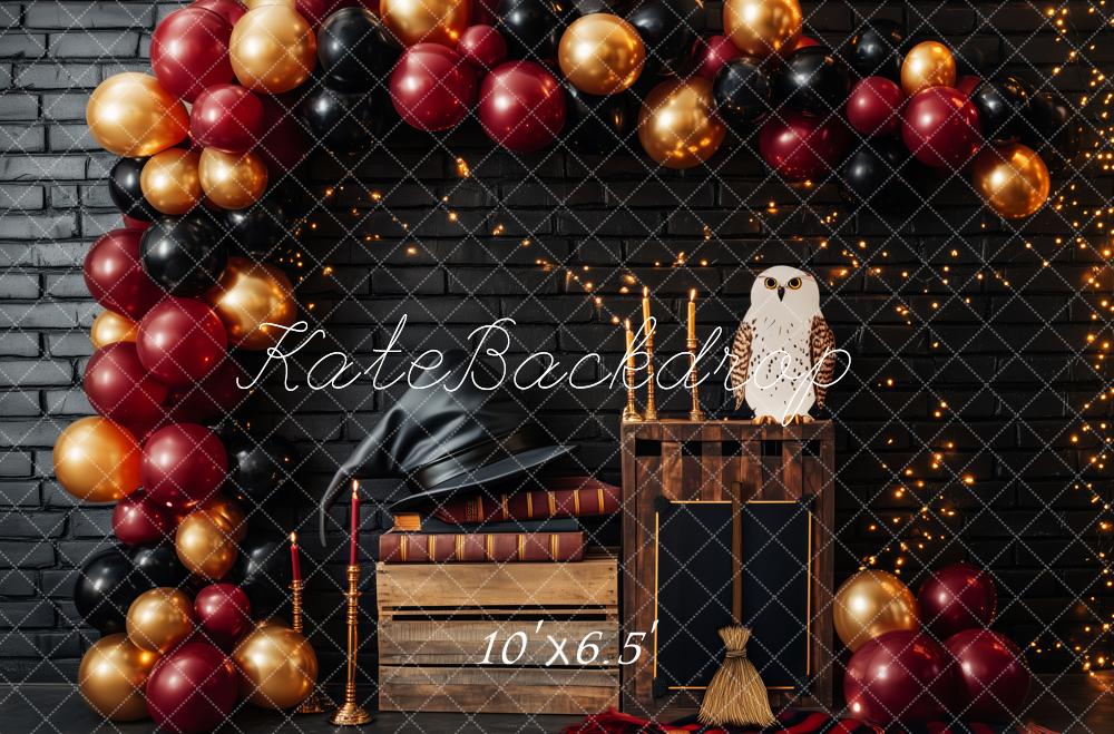 Kate Magic Black Brick Wall Balloon Owl Backdrop Designed by Patty Roberts - Kate Backdrop AU