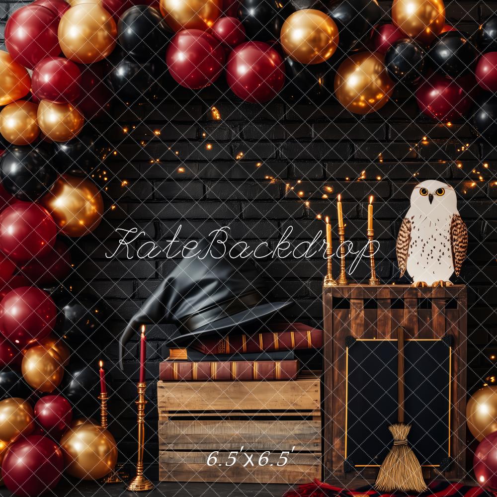 Kate Magic Black Brick Wall Balloon Owl Backdrop Designed by Patty Roberts - Kate Backdrop AU