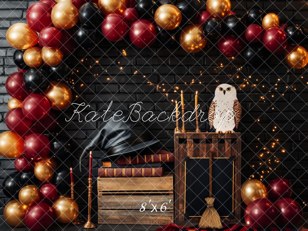 Kate Magic Black Brick Wall Balloon Owl Backdrop Designed by Patty Roberts - Kate Backdrop AU