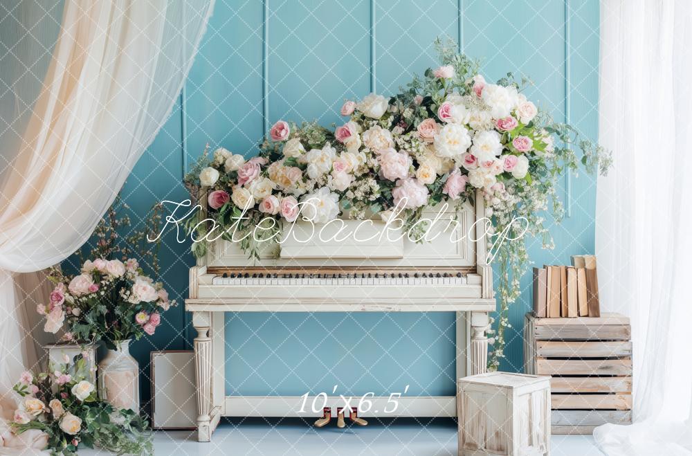 Kate Romantic Spring Piano Backdrop Designed by Patty Roberts - Kate Backdrop AU