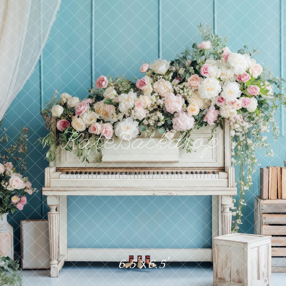 Kate Romantic Spring Piano Backdrop Designed by Patty Roberts - Kate Backdrop AU