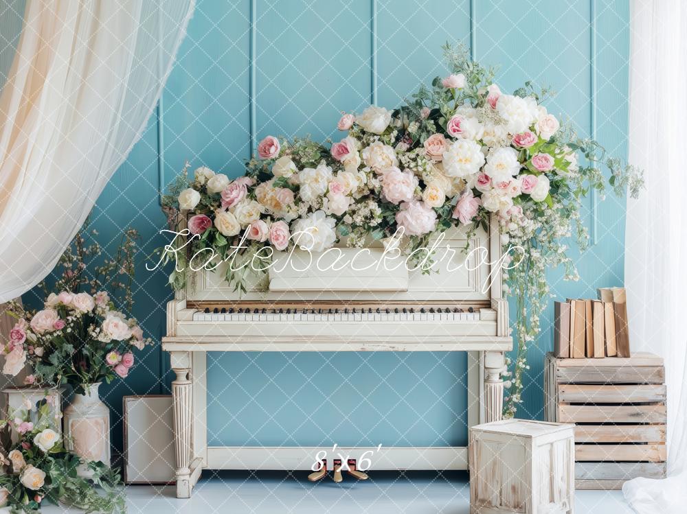 Kate Romantic Spring Piano Backdrop Designed by Patty Roberts - Kate Backdrop AU