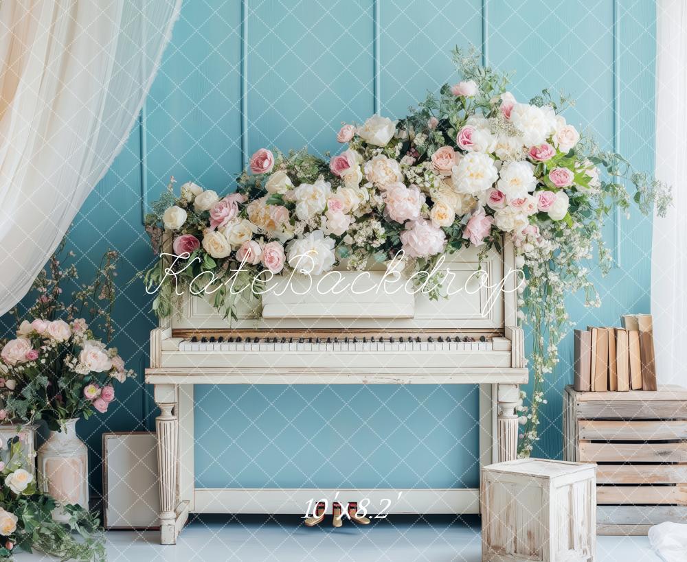 Kate Romantic Spring Piano Backdrop Designed by Patty Roberts - Kate Backdrop AU