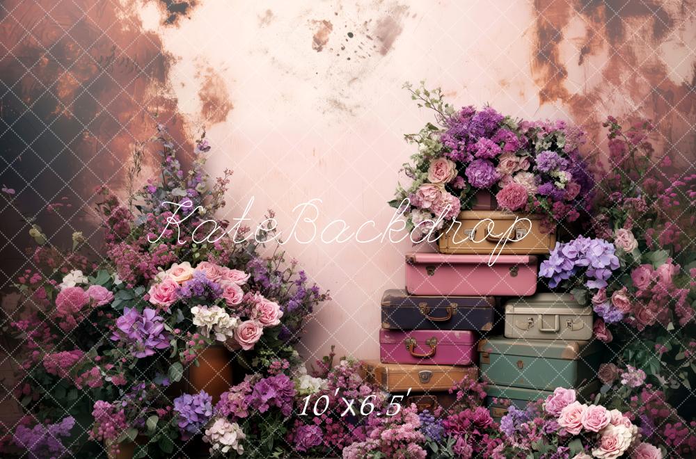 Kate Vintage Spring Suitcases Backdrop Designed by Patty Roberts - Kate Backdrop AU