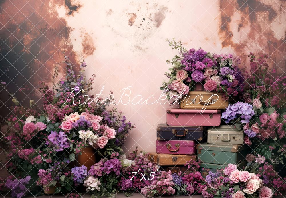 Kate Vintage Spring Suitcases Backdrop Designed by Patty Roberts - Kate Backdrop AU