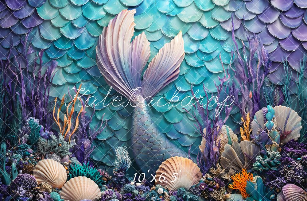 Kate Shell Mermaid Tail Backdrop Designed by Chain Photography - Kate Backdrop AU
