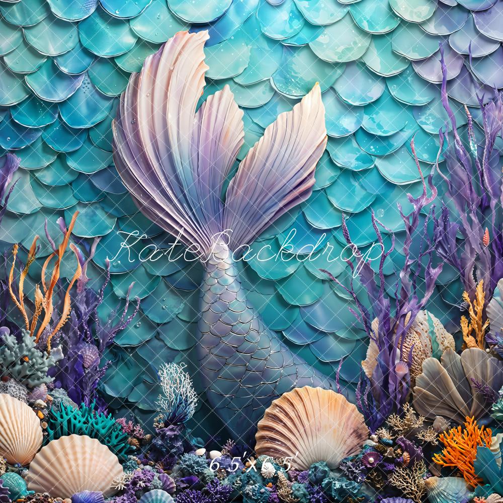 Kate Shell Mermaid Tail Backdrop Designed by Chain Photography - Kate Backdrop AU