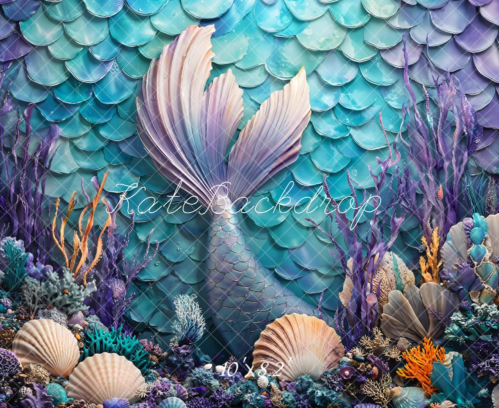 Kate Shell Mermaid Tail Backdrop Designed by Chain Photography - Kate Backdrop AU