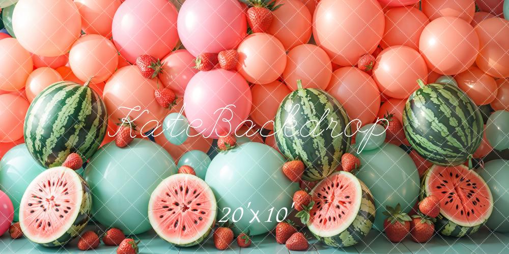 Kate Pink Balloon Watermelon Party Backdrop Birthday Designed by Emetselch