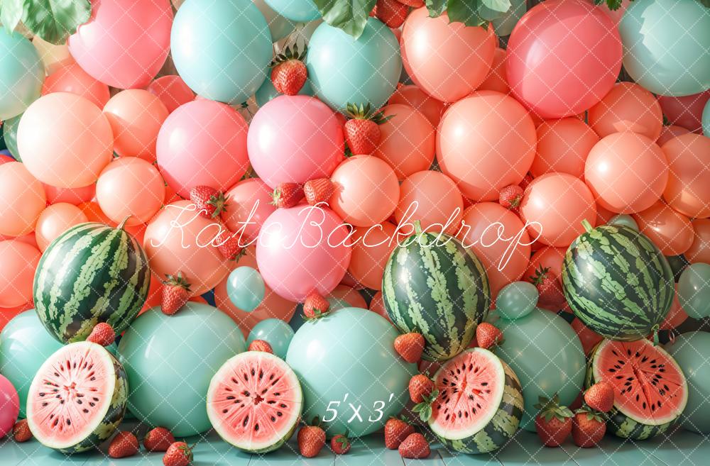 Kate Pink Balloon Watermelon Party Backdrop Birthday Designed by Emetselch