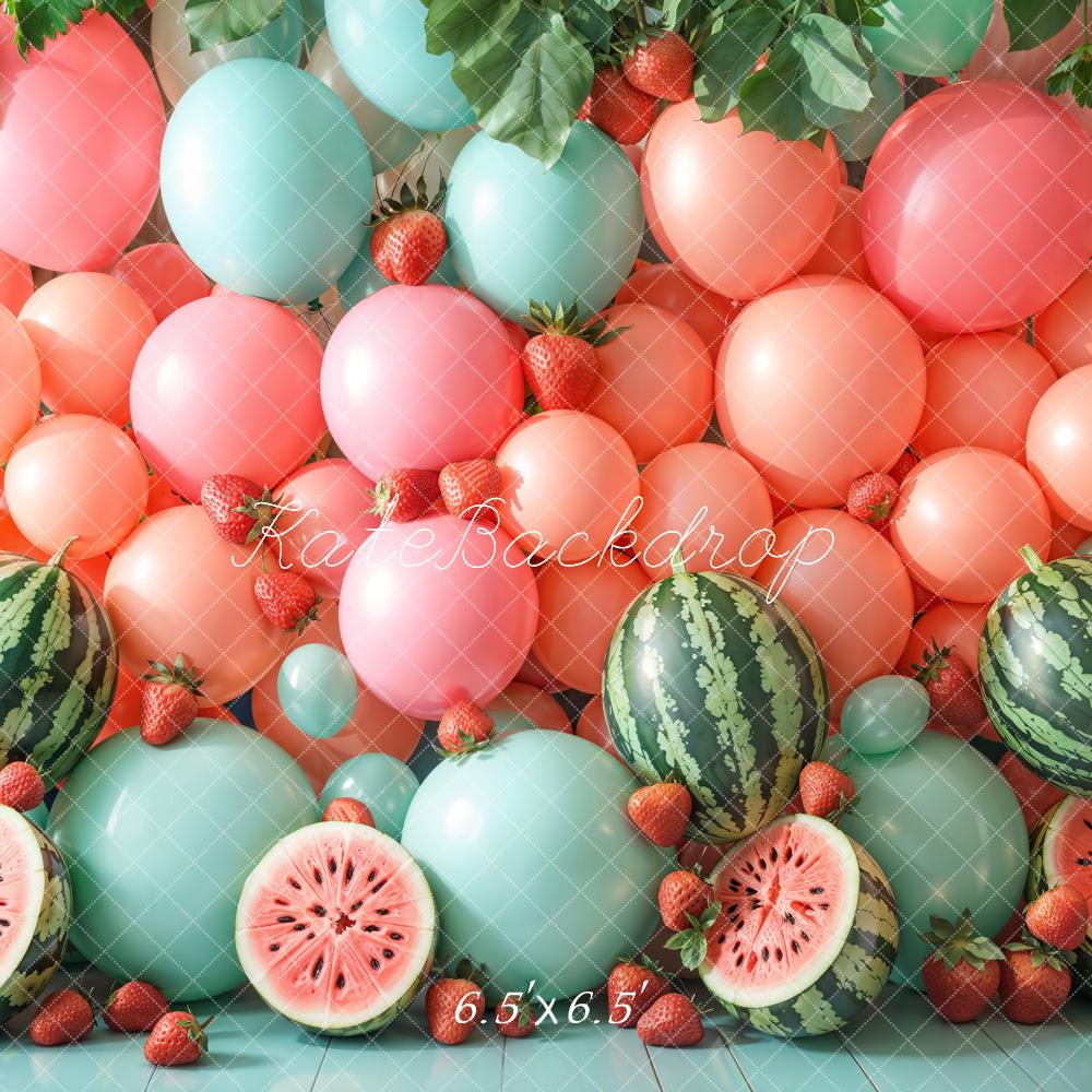 Kate Pink Balloon Watermelon Party Backdrop Birthday Designed by Emetselch