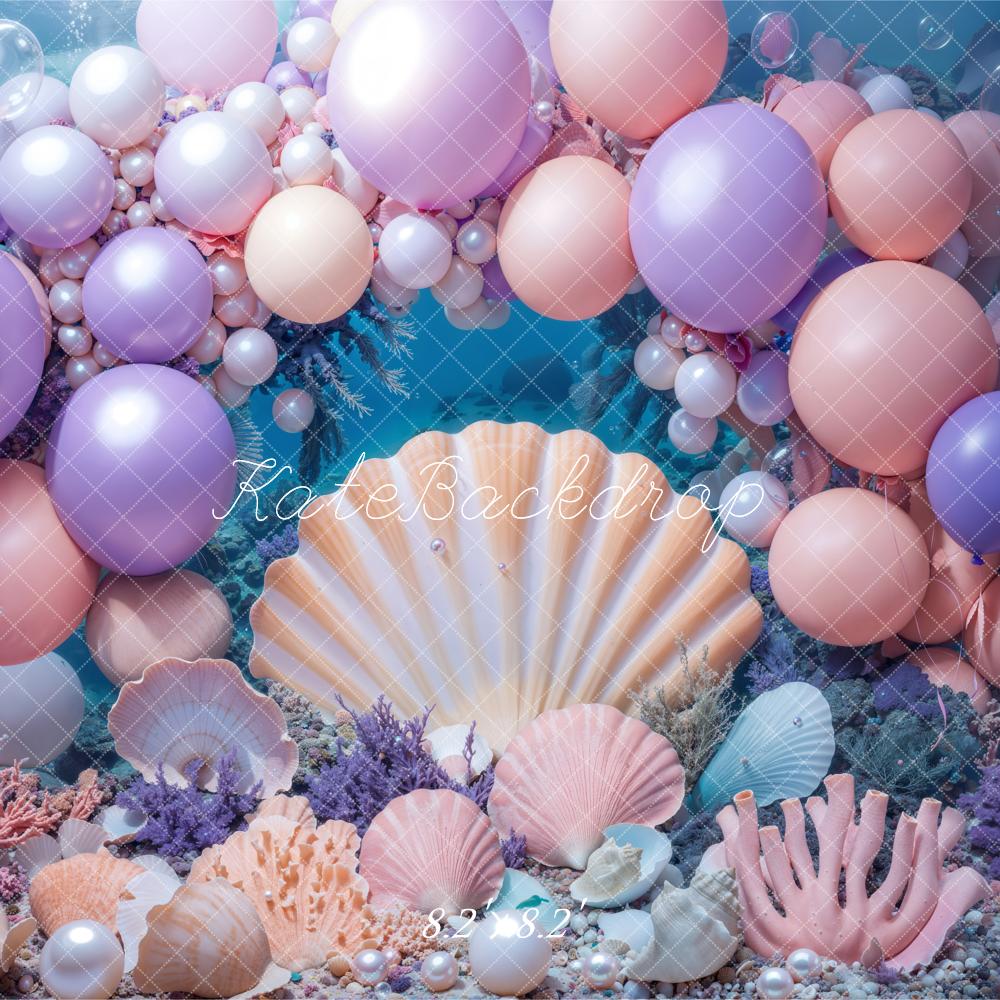 Kate Mermaid Cake Smash Underwater Seashell Backdrop Designed by Kate Image