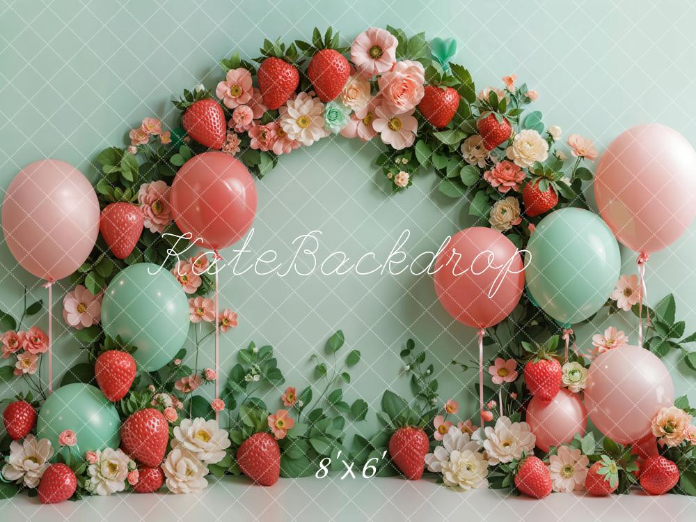 LONSALE Kate Strawberry Flower Arch Backdrop Balloon Cake Smash Designed by Kate Image