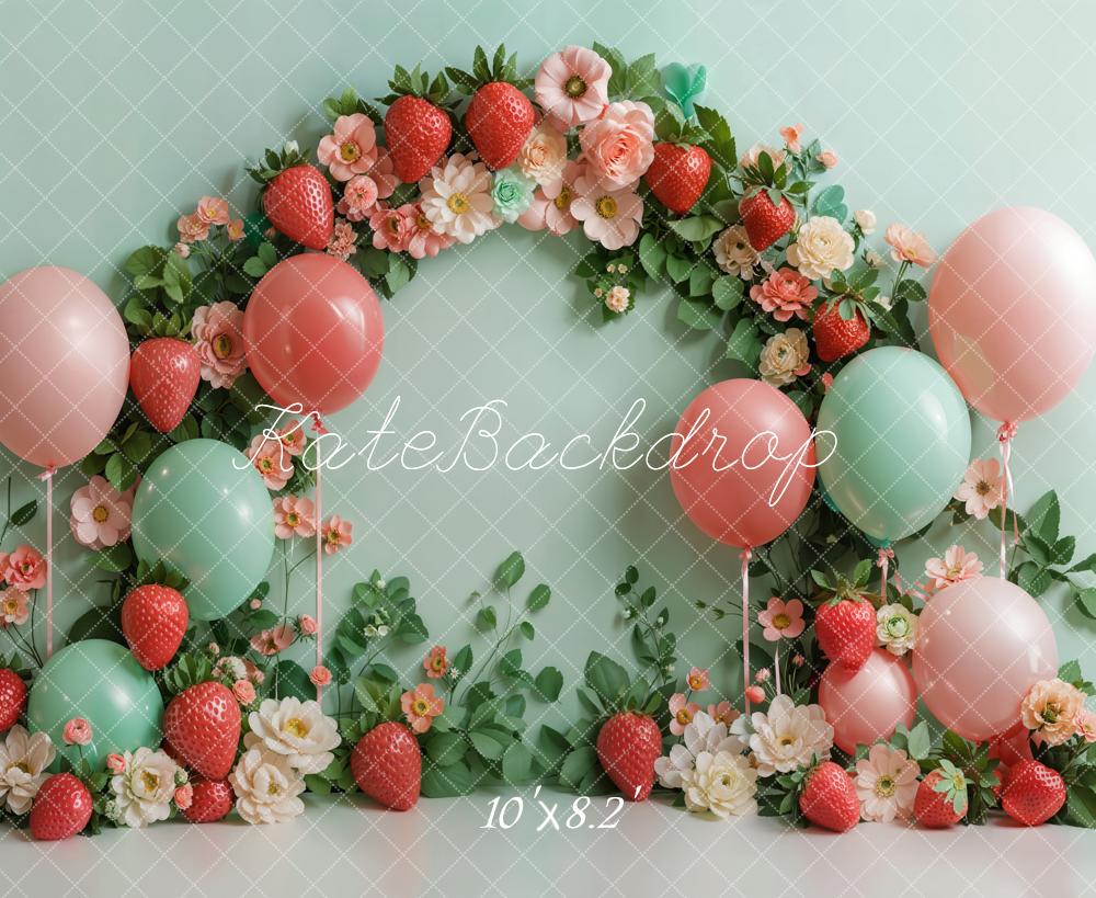 LONSALE Kate Strawberry Flower Arch Backdrop Balloon Cake Smash Designed by Kate Image