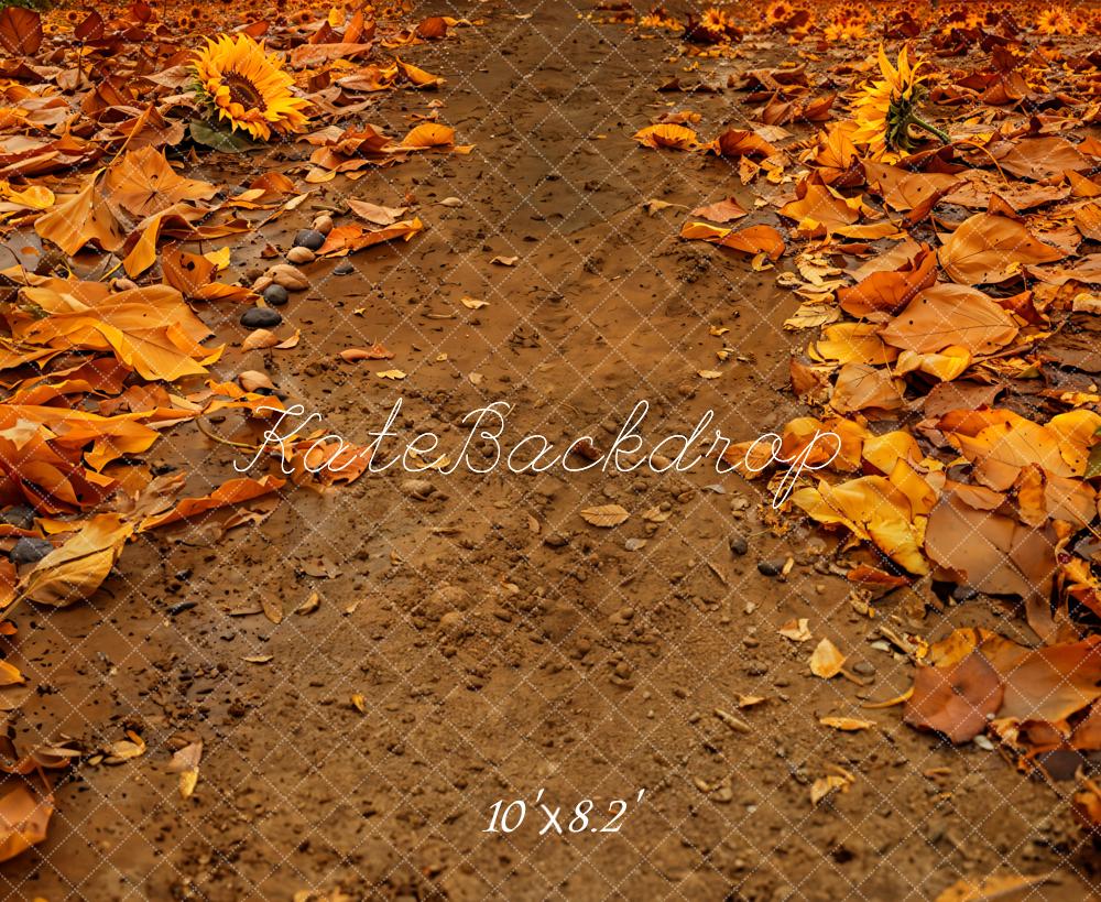 Kate Autumn Leaves Mud Road Backdrop Designed by Chain Photography - Kate Backdrop AU