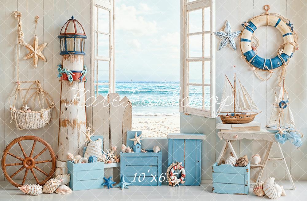 Kate Seaside Cabin Conch Summer Backdrop Designed by Emetselch