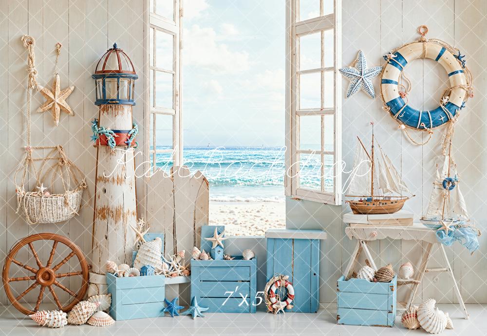 Kate Seaside Cabin Conch Summer Backdrop Designed by Emetselch