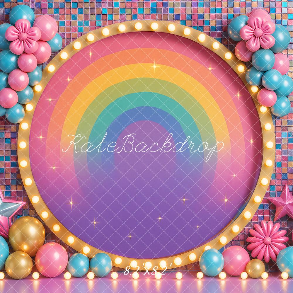 Kate Birthday Roller Girl Colorful Rainbow Balloons Backdrop Designed by Ashley Paul - Kate Backdrop AU