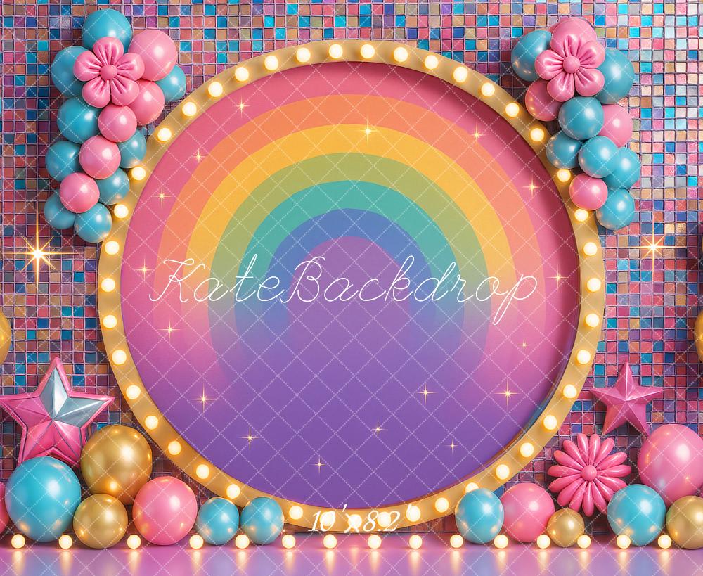 Kate Birthday Roller Girl Colorful Rainbow Balloons Backdrop Designed by Ashley Paul - Kate Backdrop AU