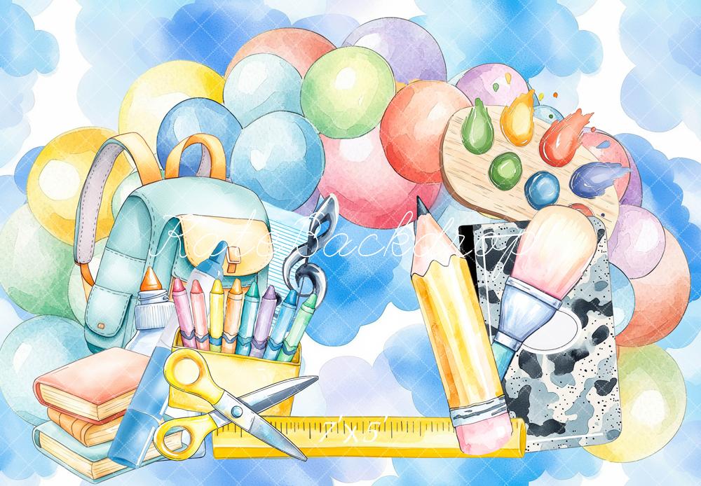 Kate Watercolor School Backdrop Designed by Mini MakeBelieve
